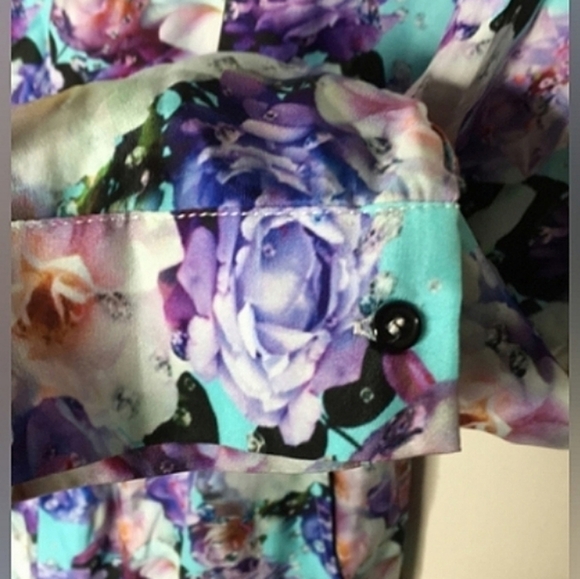 Wyatt Collection Floral Silk Long Sleeve Dress Size Medium - Picture 11 of 14